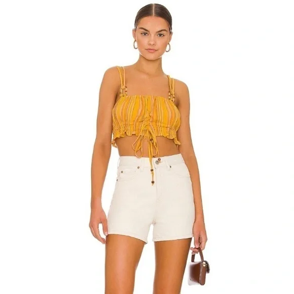 🌹HP!!🌹NWT House of Harlow 1960 Boho Chic Striped Drawstring Crop Top Size M 🌷 - Picture 4 of 4